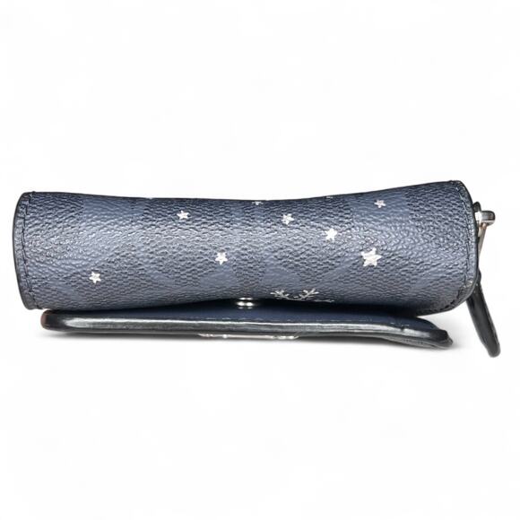 Coach Small Trifold Wallet Navy Snowflake Holiday Limited Edition Gift - Picture 5 of 12